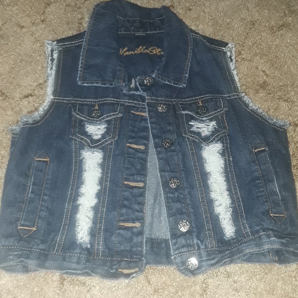 blue jean vest